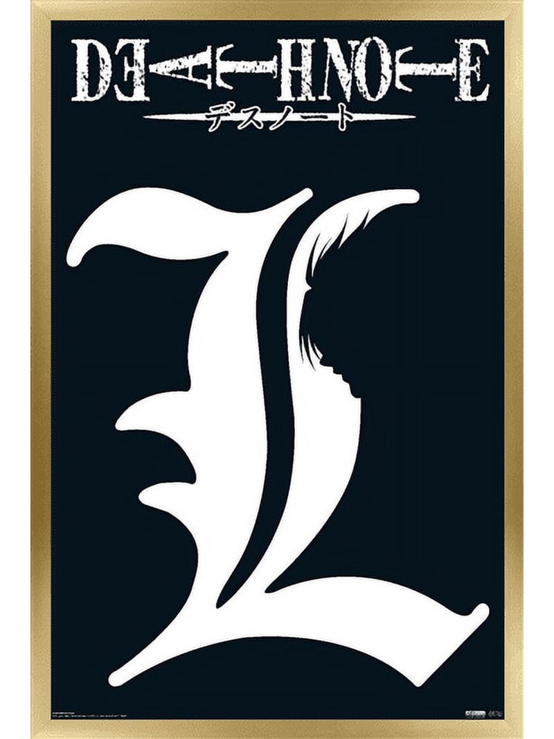 DEATH NOTE L ポスター 額縁入り Death Note - L Symbol Wall Poster, 22.375