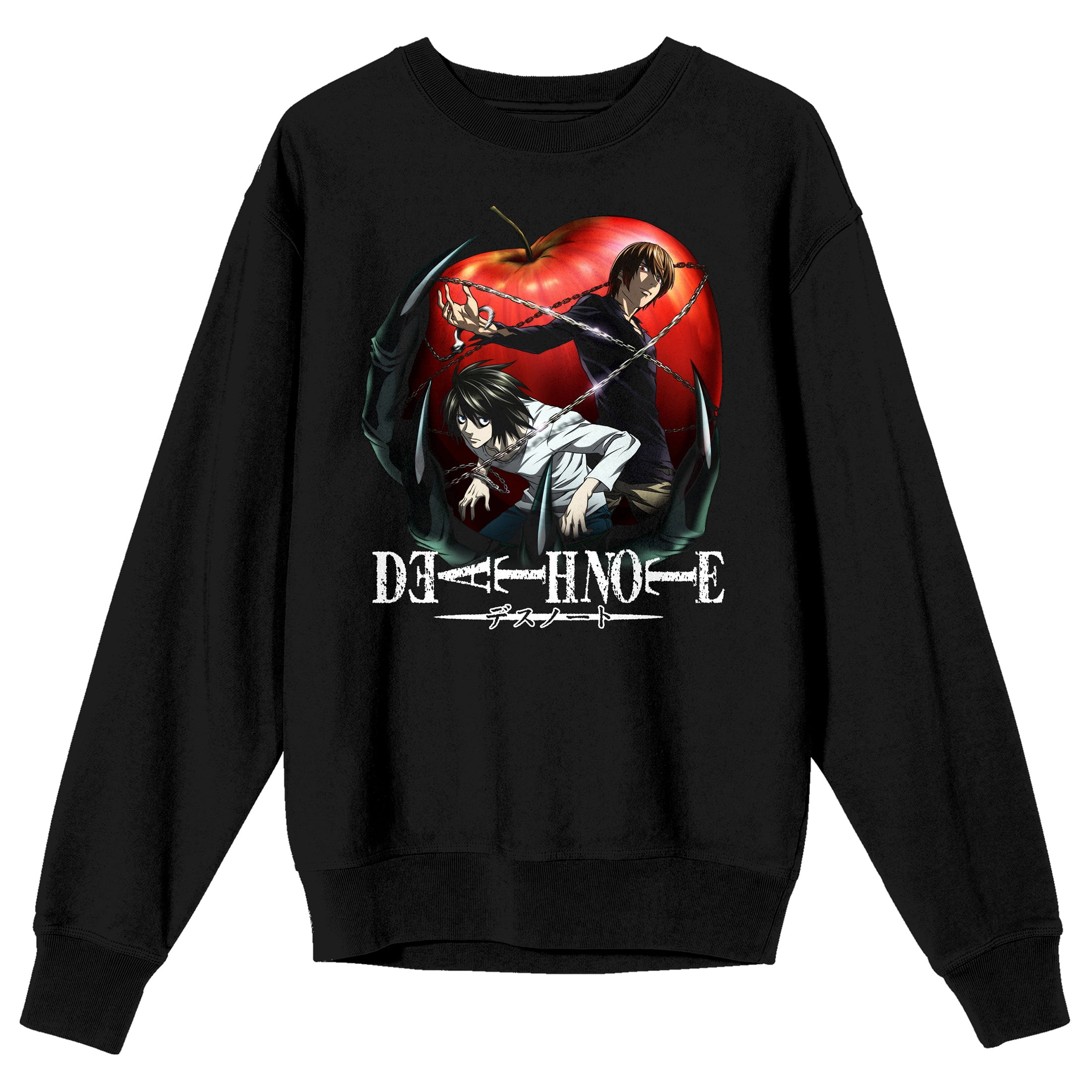 Light Death Note Merch Death Note Light Yagami & Lawliet Adult Black Crew Neck Long Sleeve Tee ...