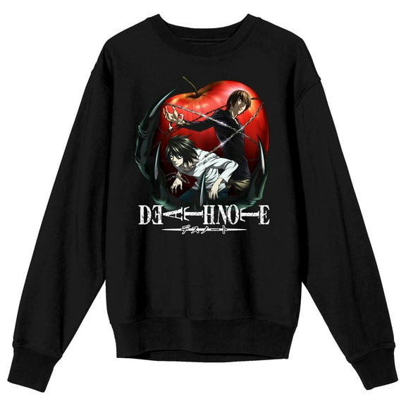 Death Note Light Yagami & Lawliet Adult Black Crew Neck Long Sleeve Tee-XXL