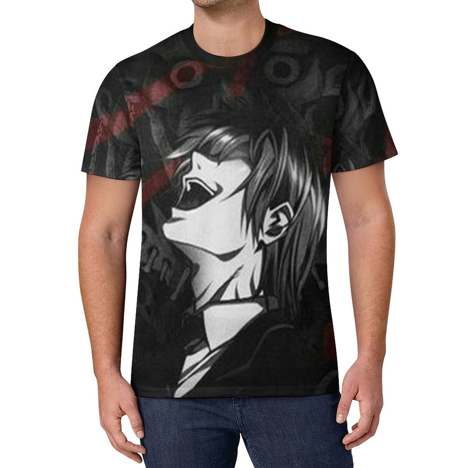 Death Note Men's Cooling Ice Silk Shirts Crewneck Basic Short Sleeve ...