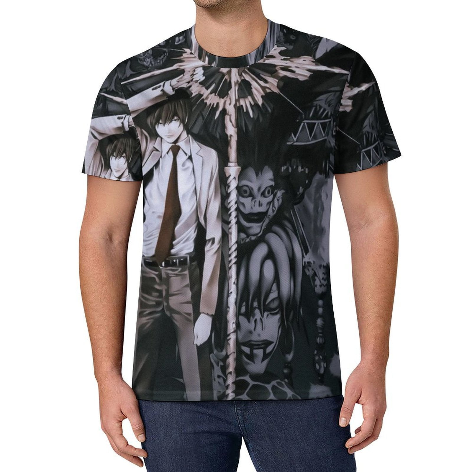 Death Note Men's Cooling Ice Silk Shirts Crewneck Basic Short Sleeve ...