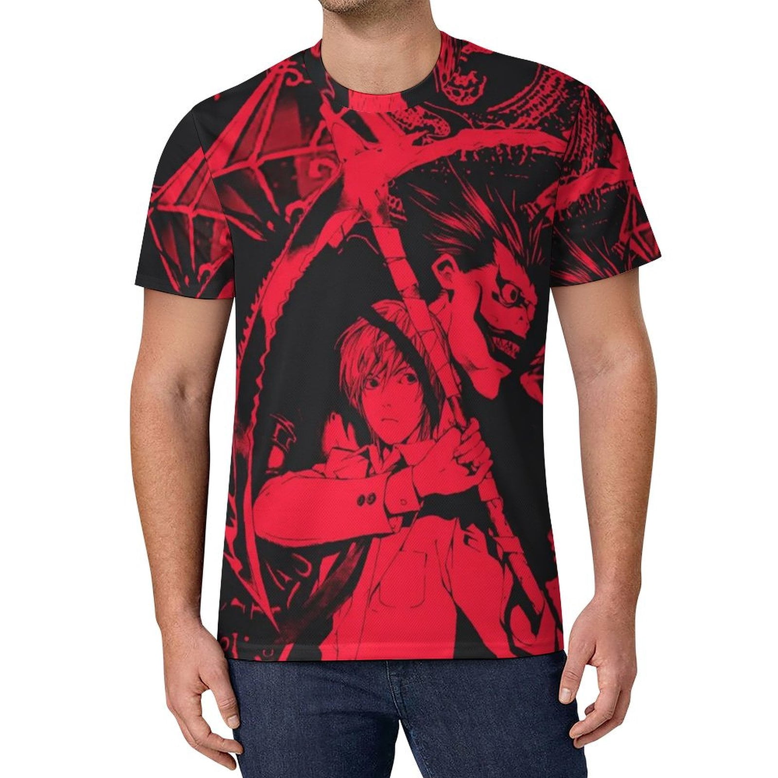 Death Note Men's Cooling Ice Silk Shirts Crewneck Basic Short Sleeve ...