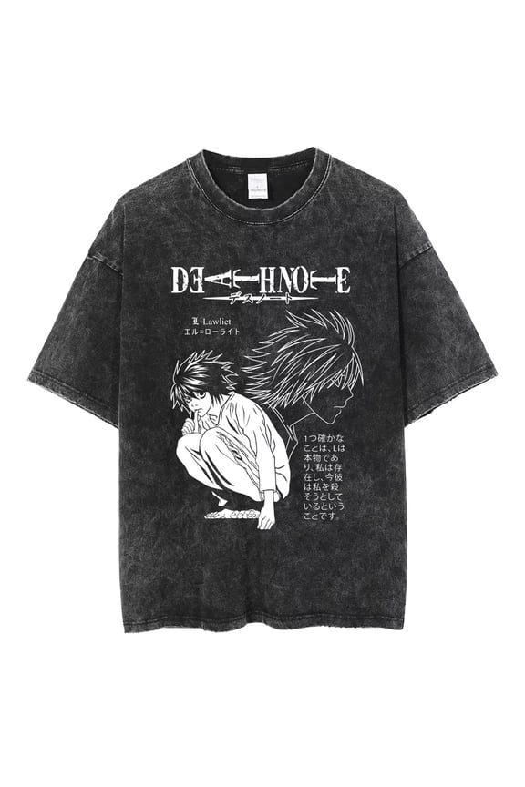 Death Note Men's Cotton Summer T-Shirts Vintage Tee Loose Fit Short Sleeve Casual Tshirts for Men Women M