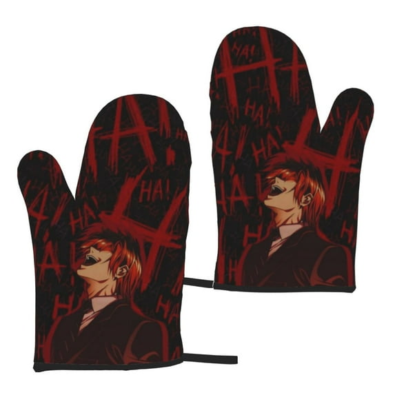Death Note Oven Mitts Scald-Proof Gloves Heat Resistant Oven Gloves Perfect For Bbq, Baking, Cooking, Grilling