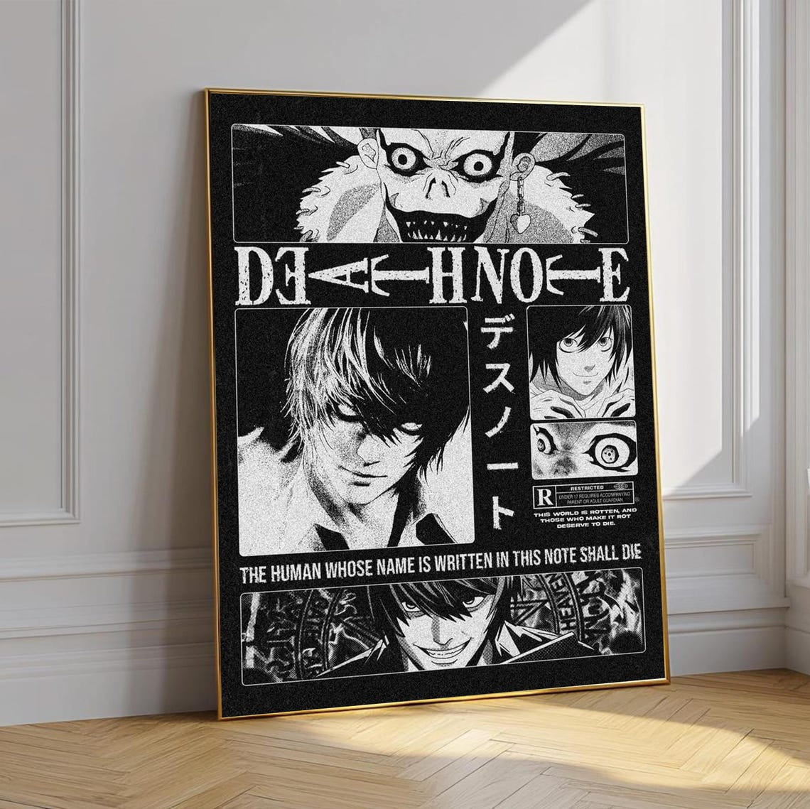 Death Note Poster, Ryuk Light Yagami Anime Poster, Dark Anime Wall