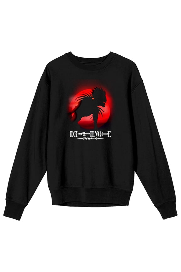 Death Note Ryuk Silhouette Adult Black Crew Neck Long Sleeve Sweatshirt-Small