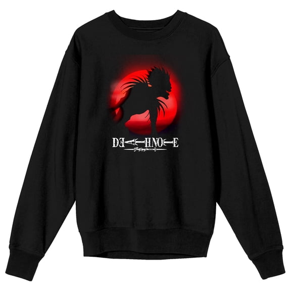 Death Note Ryuk Silhouette Adult Black Crew Neck Long Sleeve Sweatshirt-XXL