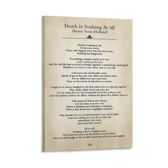 Death Is Nothing at All Henry Scott-Holland Painting On Canvas Wall Art Poster Scroll Picture Print Living Room Walls Decor Home Posters 08x12inch(20x30cm)