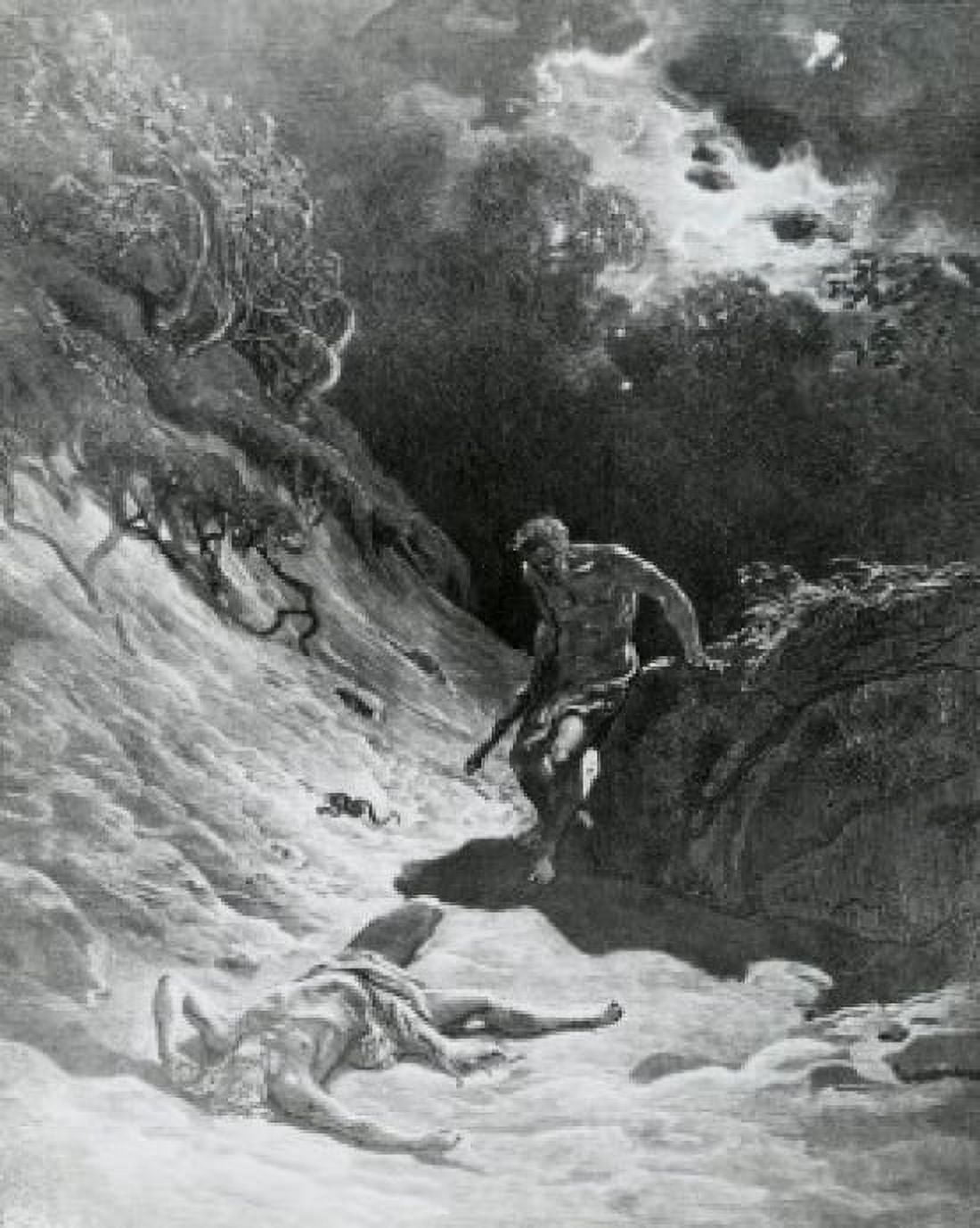 Death Of Abel By The Hand Of Cain Dore Gustave(1832-1883 French) Canvas Art - Gustave Dore (18 x 24)