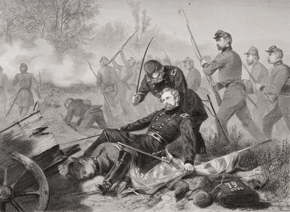Death Of General Isaac Stevens During Attack On Chantilly Virginia 1862 From Painting By Alonzo Chappel Canvas Art - Ken Welsh Design Pics (17 x 12)
