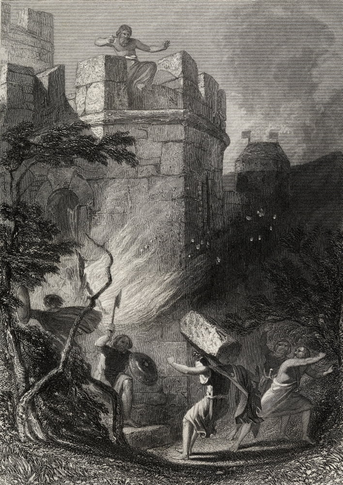 Death Of Roderic Odonnell At Inch Castle Drawn By HWarren Engraved By Canvas Art - Ken Welsh Design Pics (24 x 36)
