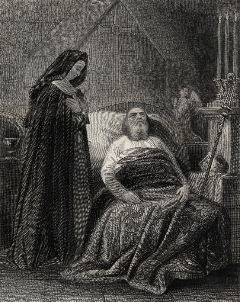 Death Of StPatrick Drawn By HWarren Engraved By JRogers Canvas Art - Ken Welsh Design Pics (13 x 17)