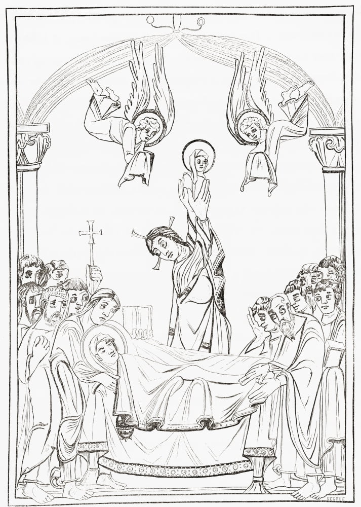 Death Of The Virgin After A 12Th Century Miniature In The Herzog August Library Wolfenb Canvas Art - Ken Welsh Design Pics (12 x 16)