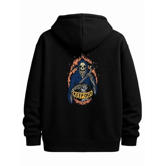 Death Reaper Hoodie graphic hoodies fire skeleton men sweater hoodie black Solid Color Design Long Sleeve Casual Hooded Sweatshirt graphic idk fire