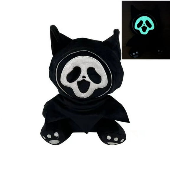 Ghostcat face QC hell reaper plush toy screaming halloween luminous doll