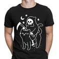 Death Rides A Cat Skull Horror Scary Funny Mens TShirts Tee Top D6