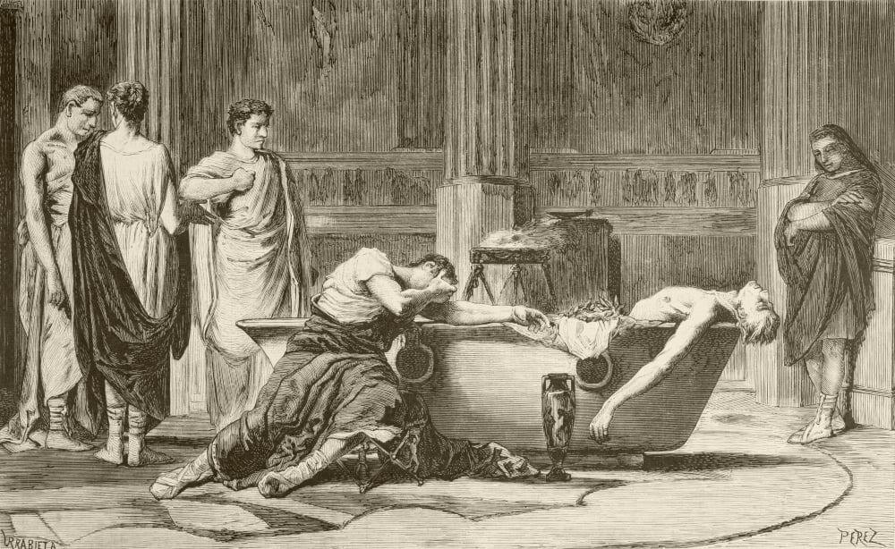 The Death Of Roman Philosopher Seneca Lucius Annaeus Seneca 4 Bc To 65 Ad From A 19Th Century Illustration Canvas Art - Ken Welsh Design Pics (18 x 11)