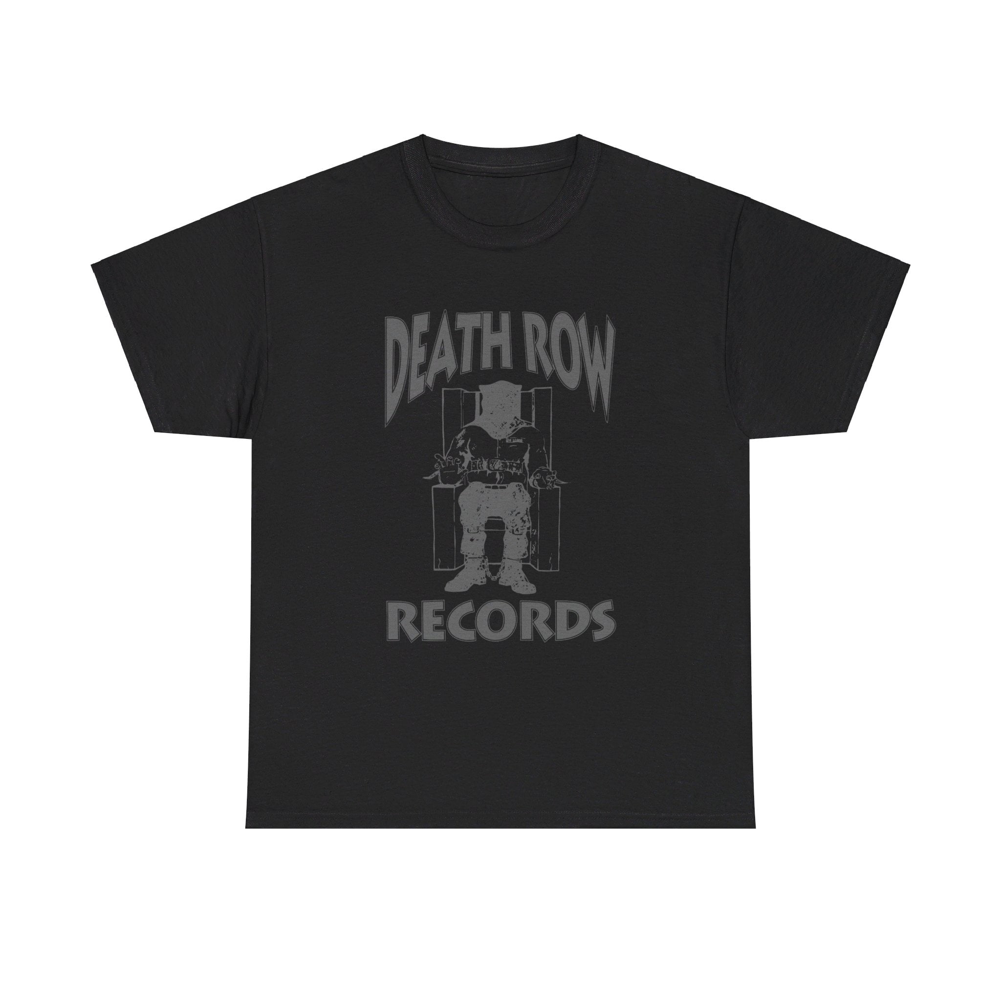 DEATH ROW RECORDS グラフィックTシャツ ブラック Death Row Logo Grey Records Subtle T Shirt Cotton Unisex Tee