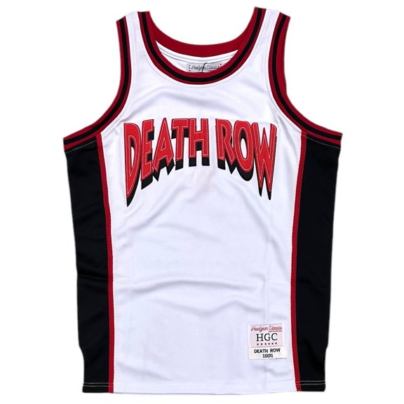 Death Row Records Men's Headgear Classics Premium Embroidered Basketball Jersey (X-Large, White)