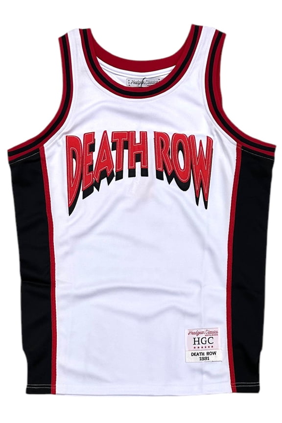 Death Row Records Men's Headgear Classics Premium Embroidered Basketball Jersey (XX-Large, White)