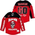 thumbnail image 1 of Death Row Records Men's Headgear Classics Tupak Shaku Embroidered Hockey Jersey (Small, Red/Black), 1 of 8