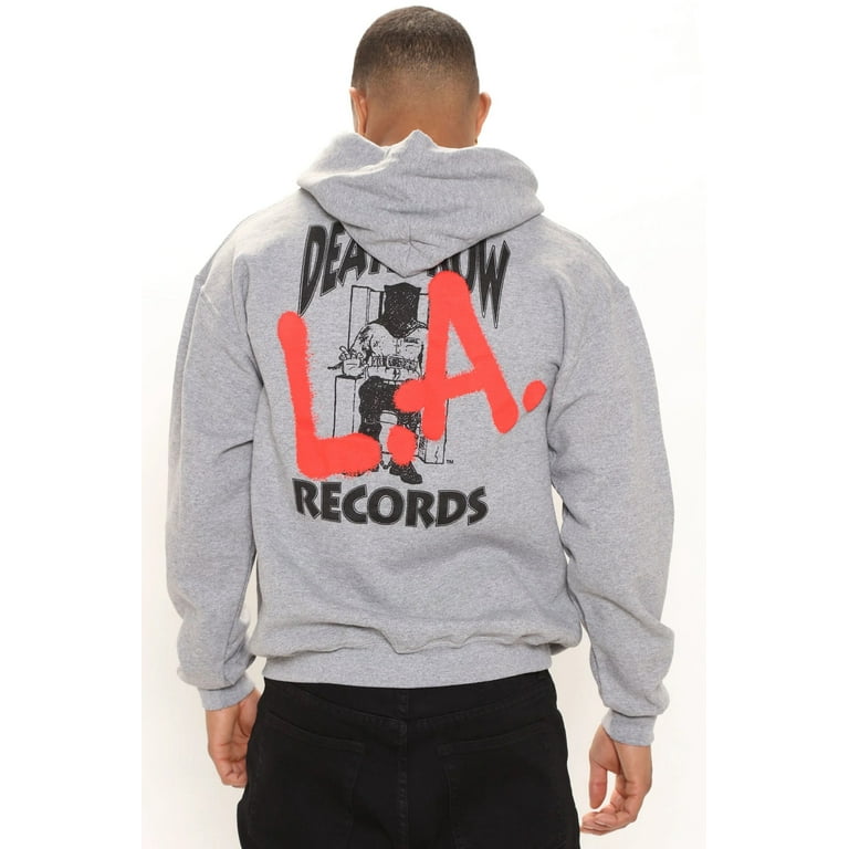 Death Row Records Men s LA Graffiti Graphic Logo Hoodie Sweatshirt Medium Heather Grey