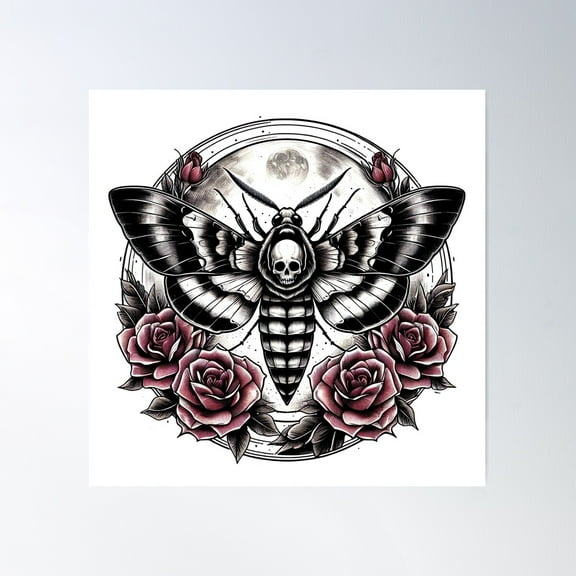 Death’S-Head Hawkmoth Poster Wall Art, Modern Wall Decor For Living Room Bedroom, 16x16 UNFRAMED