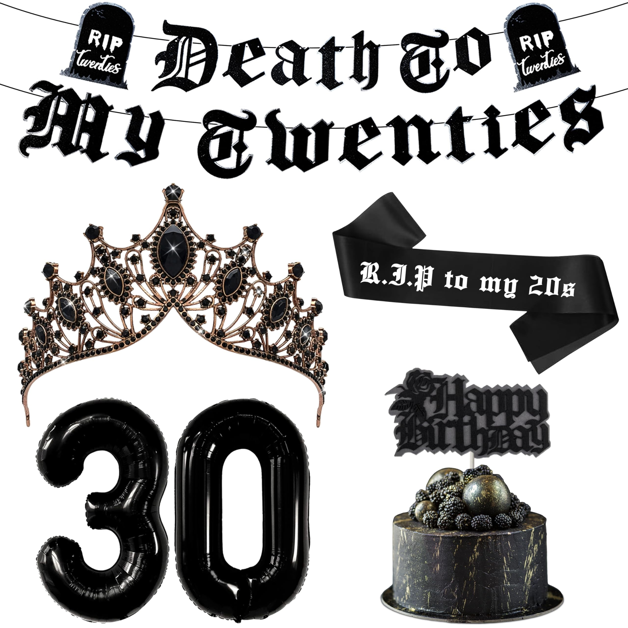Death to My SCH4 20s Women's 30th Birthday Crown Kit - Rip 20s Black ...