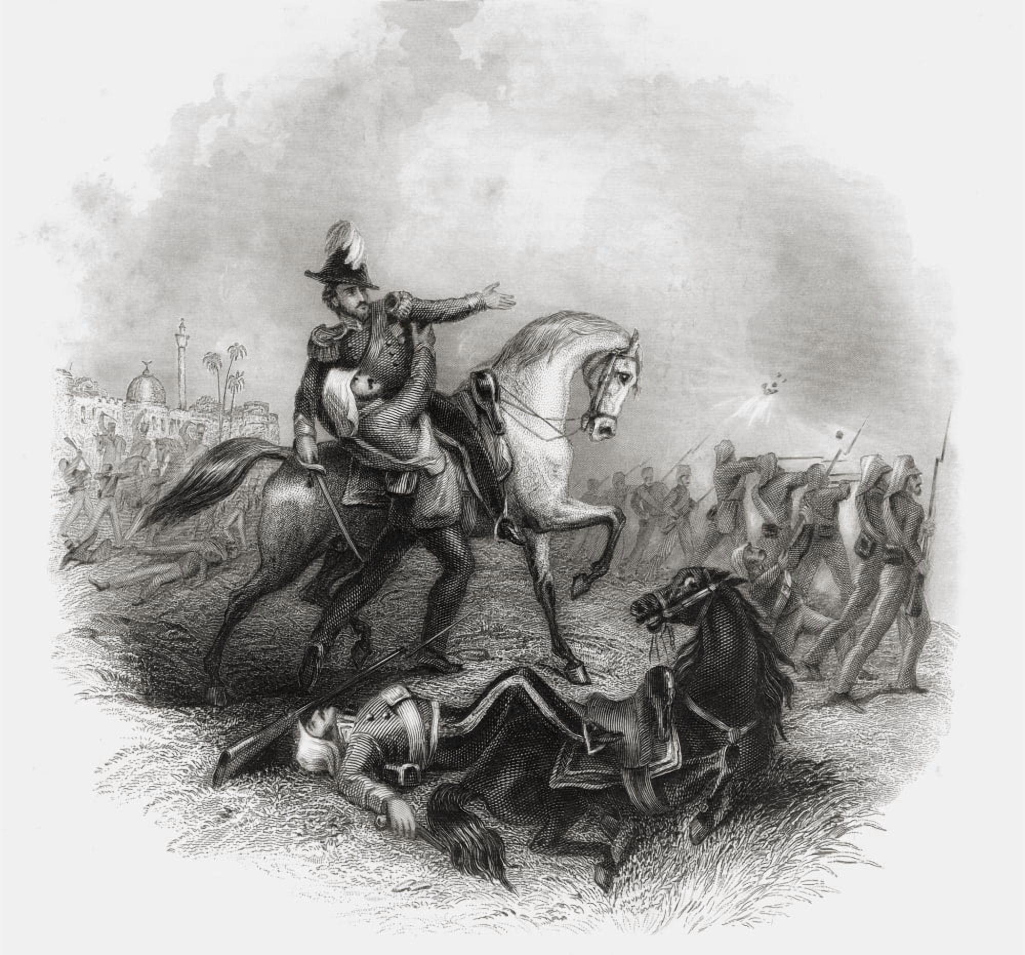 Death Of Sir Henry Montgomery Lawrence 1806 To 1857 British General And Administrator In India From The History Of The Indian Mutiny Published 1858 Canvas Art - Ken Welsh  Design Pics (28 x 26)