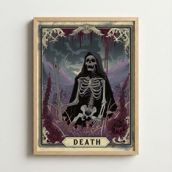 Death Skeleton Wall Art Gothic Dark Fantasy Home Decor
