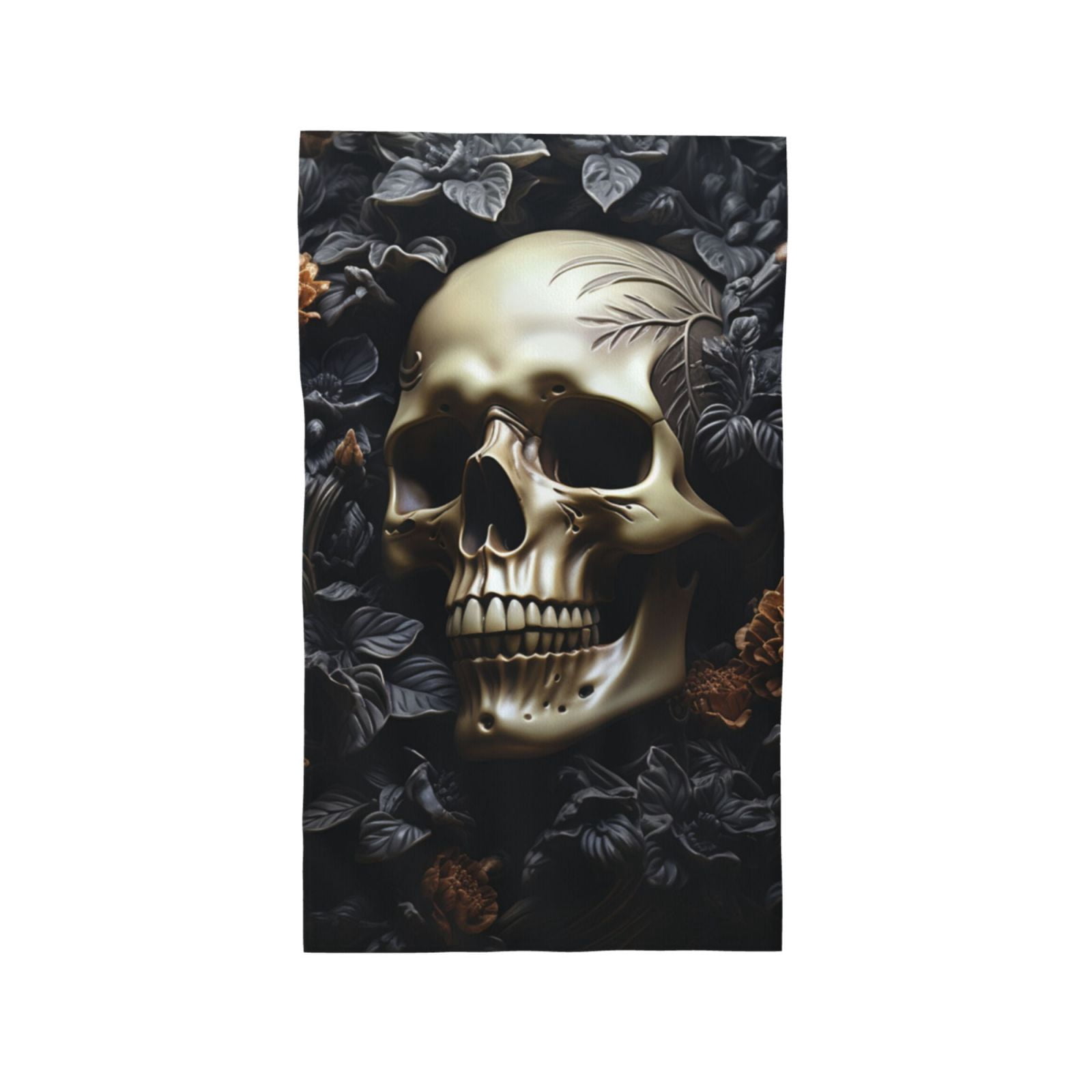 Death Skull Gothic Art Black 27.5" x 16" Ultra Soft Hand Towel, Face Wash Cloth for Bathroom, Gym, Travel, Pool