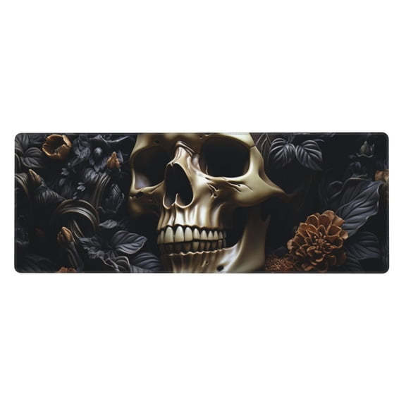 Death Skull Gothic Art Black Mouse Pad Extended Large Gaming Mousepad Non-Slip Rubber Big Keyboard Desk Mat 31.5 X 11.8 Inch