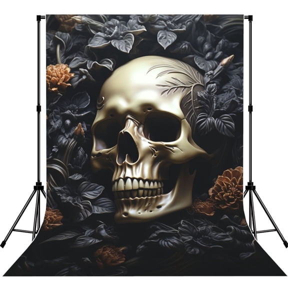 Death Skull Gothic Art Black Photography Backdrop 5x7Ft Background for Photo Studio Video Recording Birthday Party Wedding Home Decor