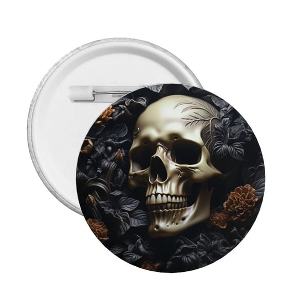 Death Skull Gothic Art Black Round Button Pin Badge 5PCS Pinback Buttons Lapel Pin for Jacket, Backpack, Hat, Party Favor, Gift