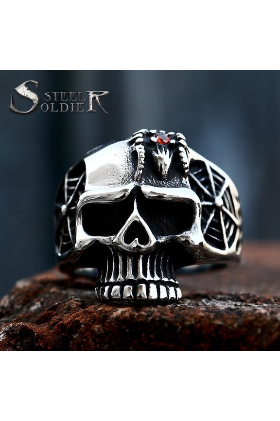 Death Skull Ring for Men Stainless Steel Jewelry Biker Rings Scary Death Ring Skull for Gifts