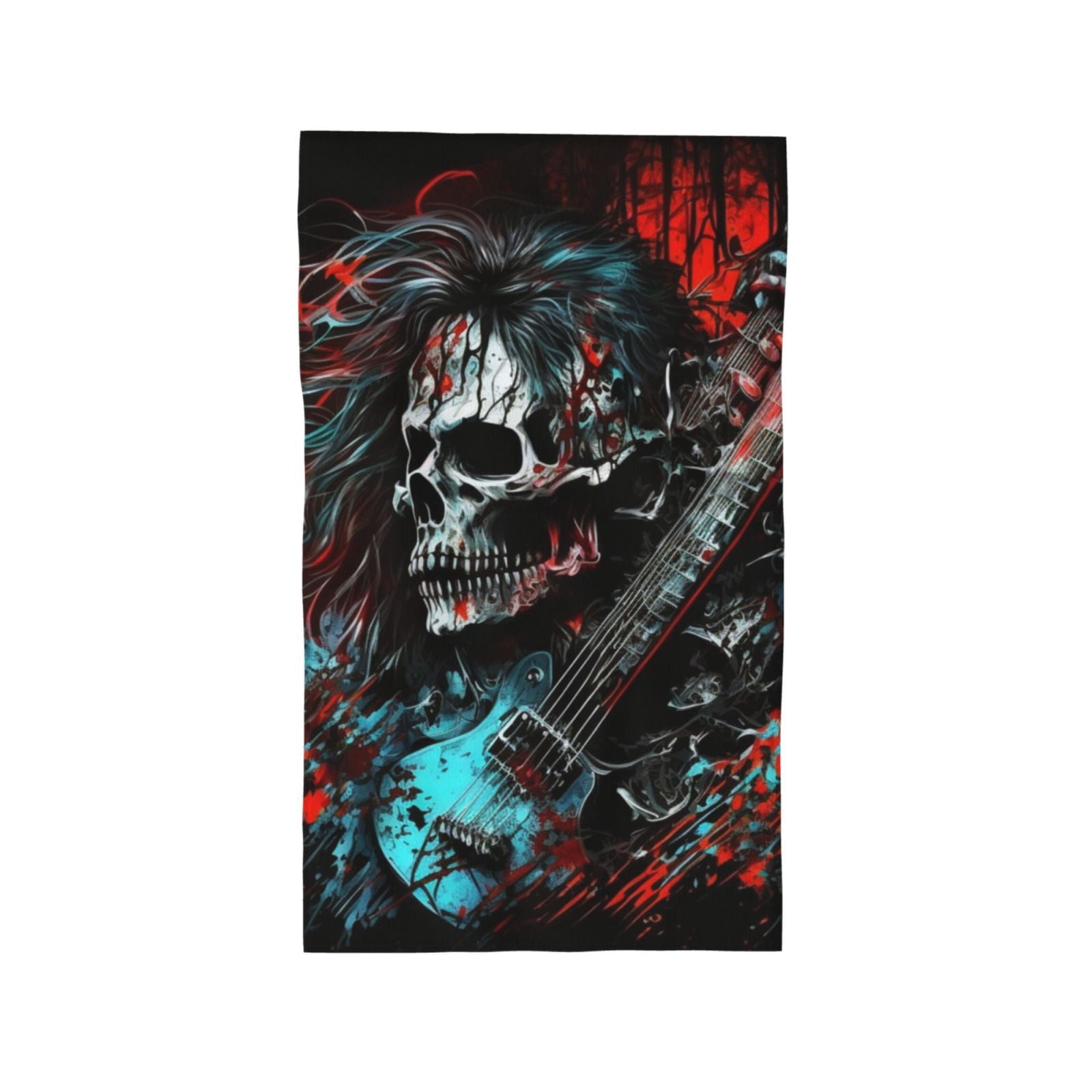 Death Skull Rock Heavy Metal Music 27.5" x 16" Ultra Soft Hand Towel, Face Wash Cloth for Bathroom, Gym, Travel, Pool