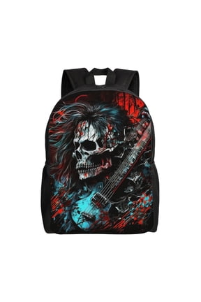 Death Skull Rock Heavy Metal Music Laptop Backpack, Padded 15.6 Inch Computer Compartment, Casual Travel Work Daypack