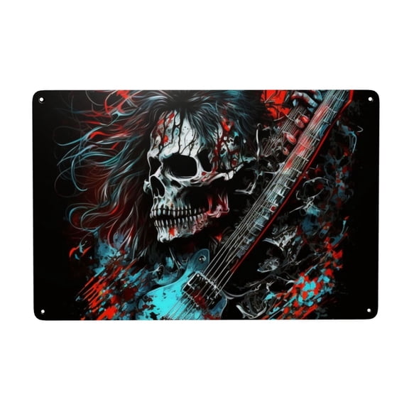 Death Skull Rock Heavy Metal Music Metal Tin Sign Home Coffee Room Kitchen Garden Wall Office Decor 8X12Inch