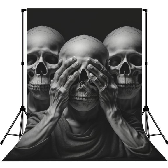 Death Skulls Gothic Skull Photography Backdrop 5x7Ft Background for Photo Studio Video Recording Birthday Party Wedding Home Decor