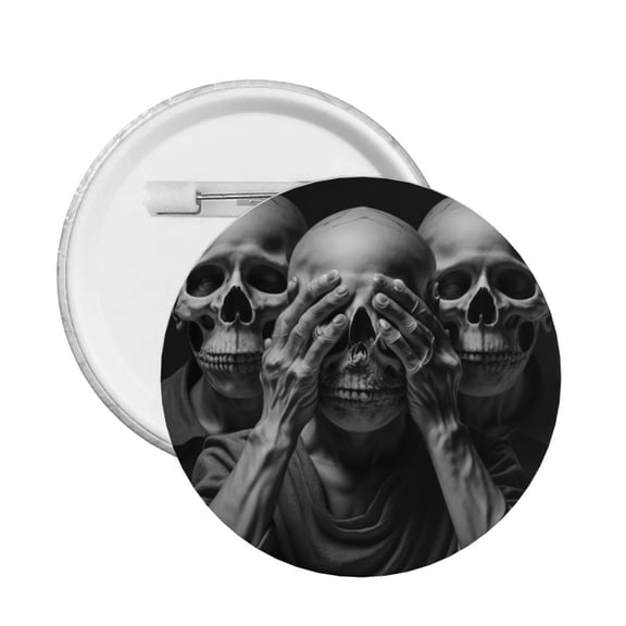 Death Skulls Gothic Skull Round Button Pin Badge 5PCS Pinback Buttons Lapel Pin for Jacket, Backpack, Hat, Party Favor, Gift