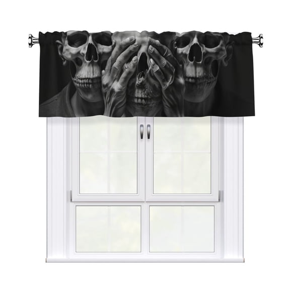 Death Skulls Gothic Skull Valance Curtains Window Rod Pocket Valances for Living Room Bedroom Decor 54 x 18 Inches, 1 Panel