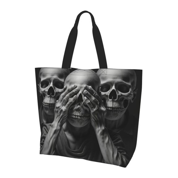 Death Skulls Gothic Skull Women Reusable Bag Large Shoulder Handbag Top Handle Purse Tote