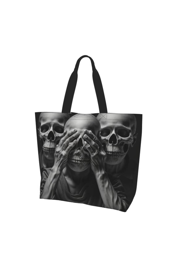 Death Skulls Gothic Skull Women Reusable Bag Large Shoulder Handbag Top Handle Purse Tote
