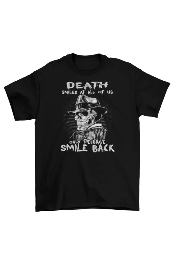 Death Smiles At Us All T-Shirt Mens Unisex Cotton Adult Reaper Skeleton New | eBay