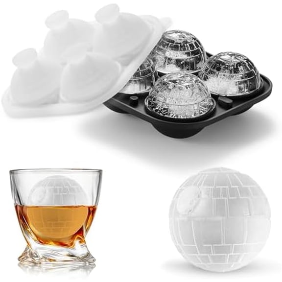 Death Star Ice Cube Molds, Nerd Whiskey Gifts for Men Geeks, Fun Shapes Large Ball Ice Cube Mold for Cocktails, Bourbon