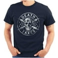 thumbnail image 1 of Death Taxes Defend Freedom Skull Men's Graphic T Shirt Tees Brisco Brands S, 1 of 6