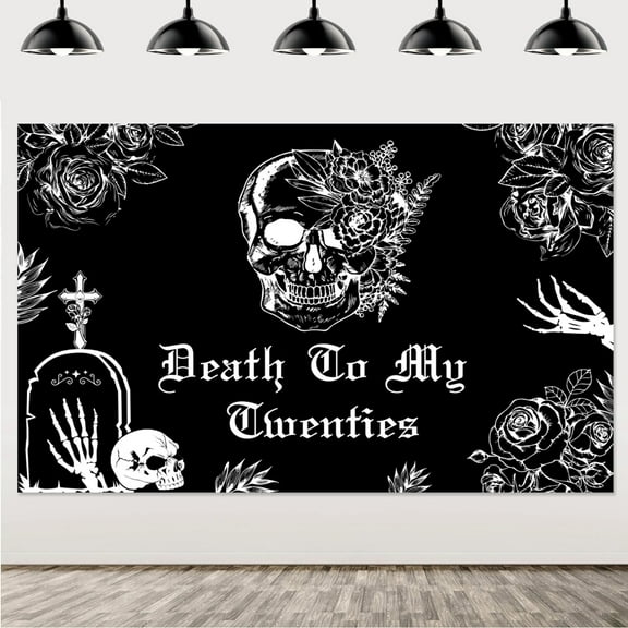 Death To My Twenties Backdrop Black Funeral 30th Birthday Party Decorations Rip To My 20s 30 Years Old Party Supplies Photo Banner Decoration
