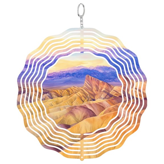 Death Valley Desert Landscape 3D Wind Spinner Stainless Steel Garden Ornament Heat Resistant Decor