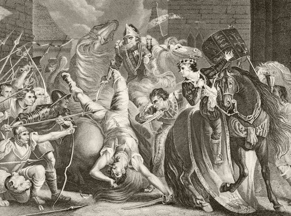 The Death Of Wat Tyler 1381 From The National And Domestic History Of England By William Aubrey Published London Circa 1890 Canvas Art - Ken Welsh Design Pics (34 x 24)