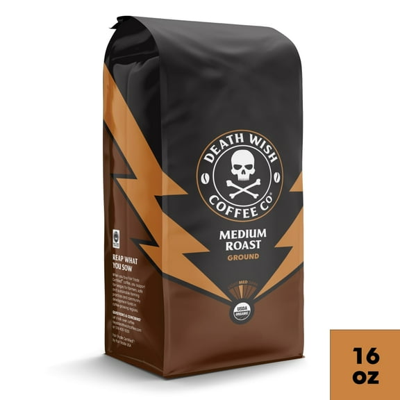 Death Wish Coffee Co. Organic and Fair Trade Medium Roast Ground Coffee